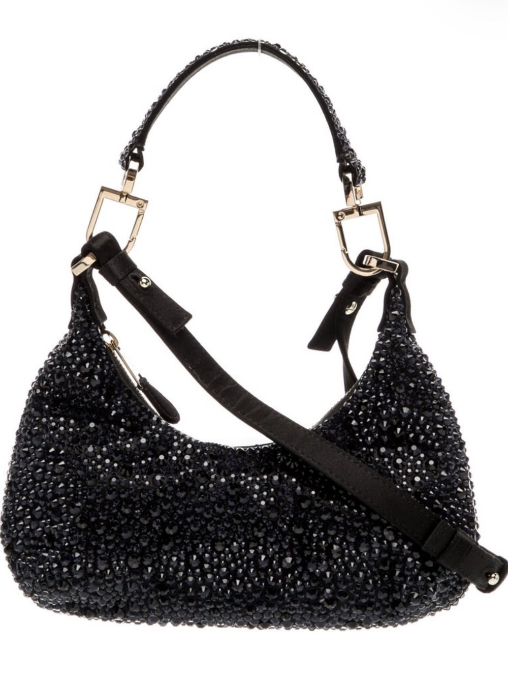 Giorgio Armani Black Crystal-Embellished Shoulder Bag